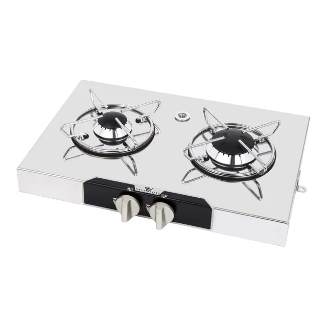Navyload Stainless Steel 2 gasskoketopp laget i rustfritt stål/2 bluss 
