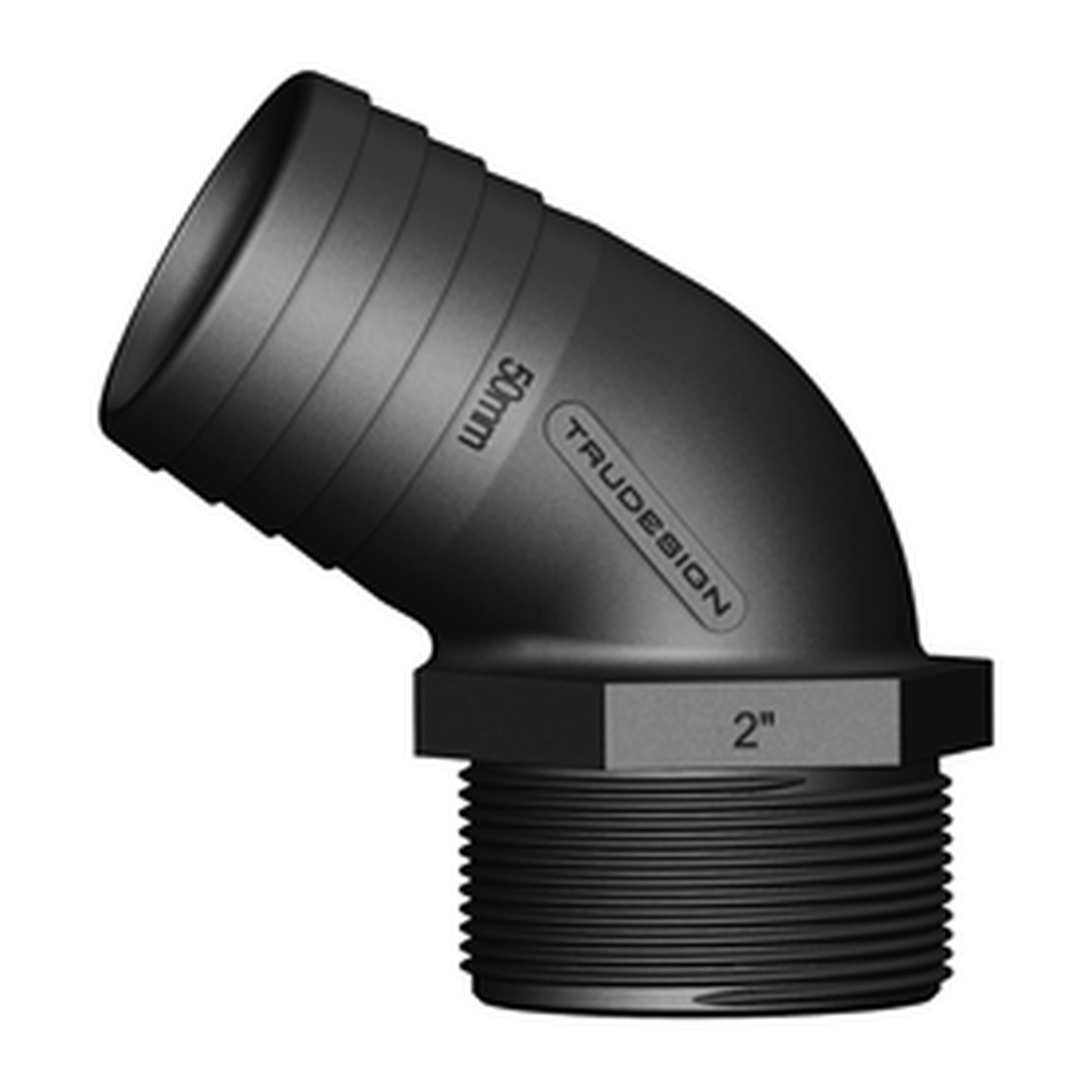 TRUDESIGN Slangekobling Ø50mm, 2" 120° 90574 - Sort