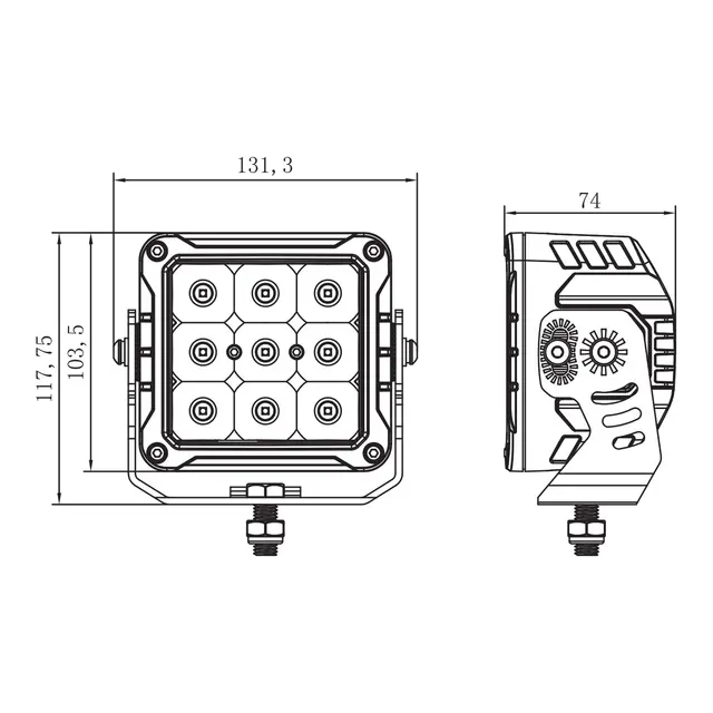1852M Dekkslys Flom LED 45W 131 x 103 x 74 mm 