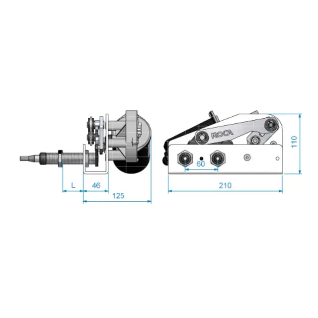 ROCA W38 dobbelakslet vindusviskermotor 12V 