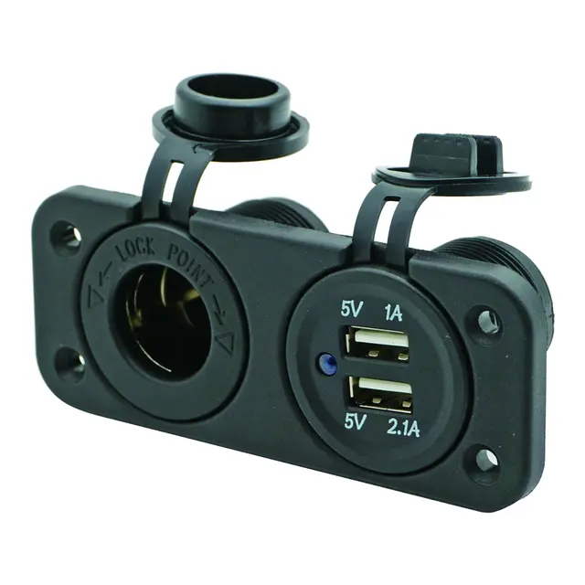 1852M Strømuttak + dobbel USB 12V 