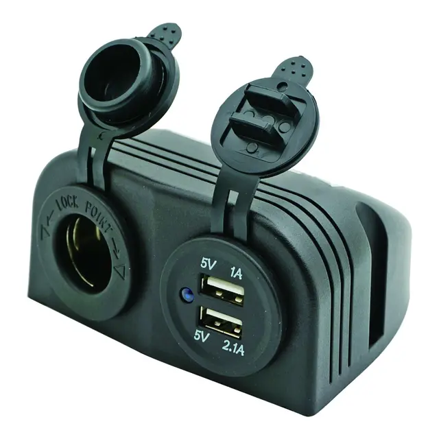 1852M Strømuttak + dobbel USB Utenpåliggende 