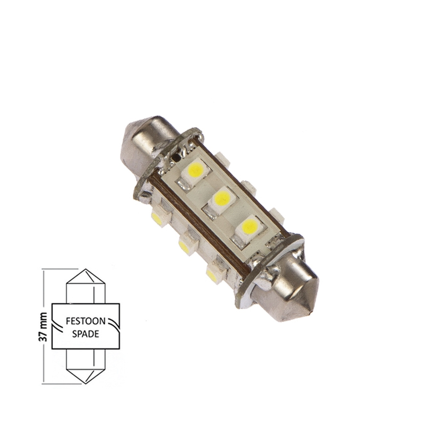 NAUTICLED LED festoon med lysvinkel varmhvit, lengde 37mm