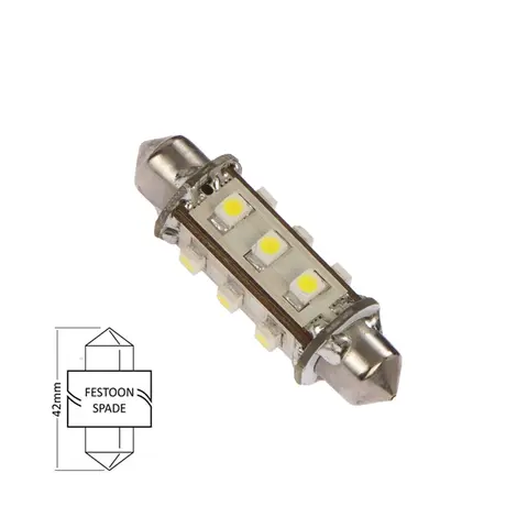 NAUTICLED LED festoon med lysvinkel varmhvit, lengde 42mm