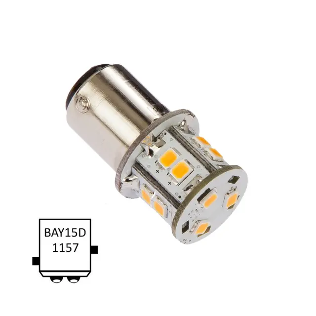 NAUTICLED LED Pære BAY15D kaldhvit 360° Lysvinkel - 6000K - 2,2W - 10-35V 
