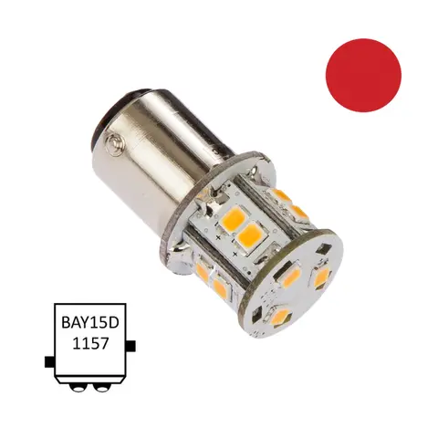 NAUTICLED LED Pære BAY15D rød 360° lysvinkel - 1,8W - 10-35V