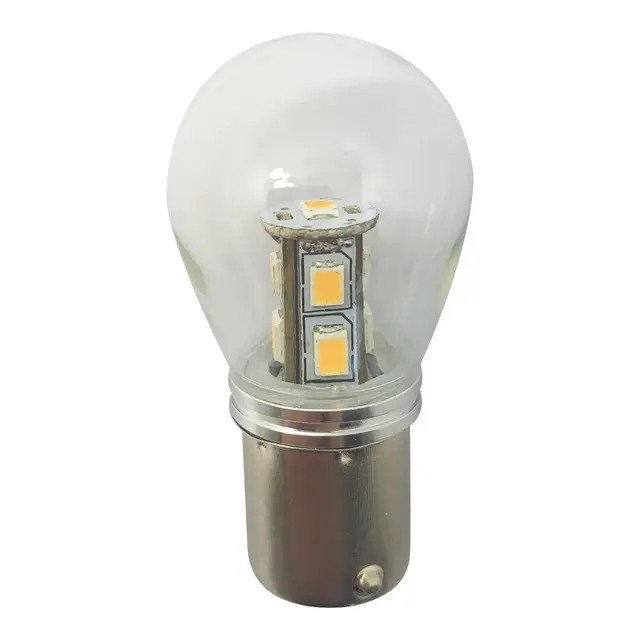1852M LED Pære m/kuppel 12/24V - 2pk BA15D - Varmhvit - 140 lumen 