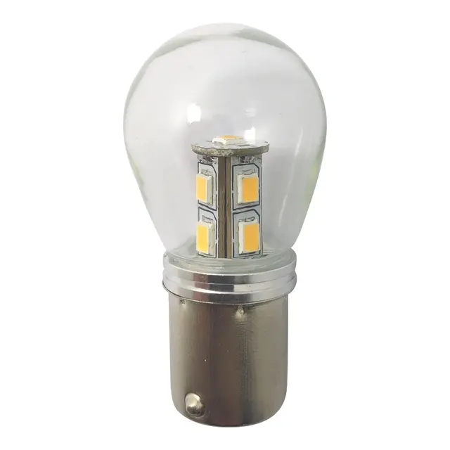 1852M LED Pære m/kuppel 12/24V - 2pk BA15S - Varmhvit - 140 lumen 