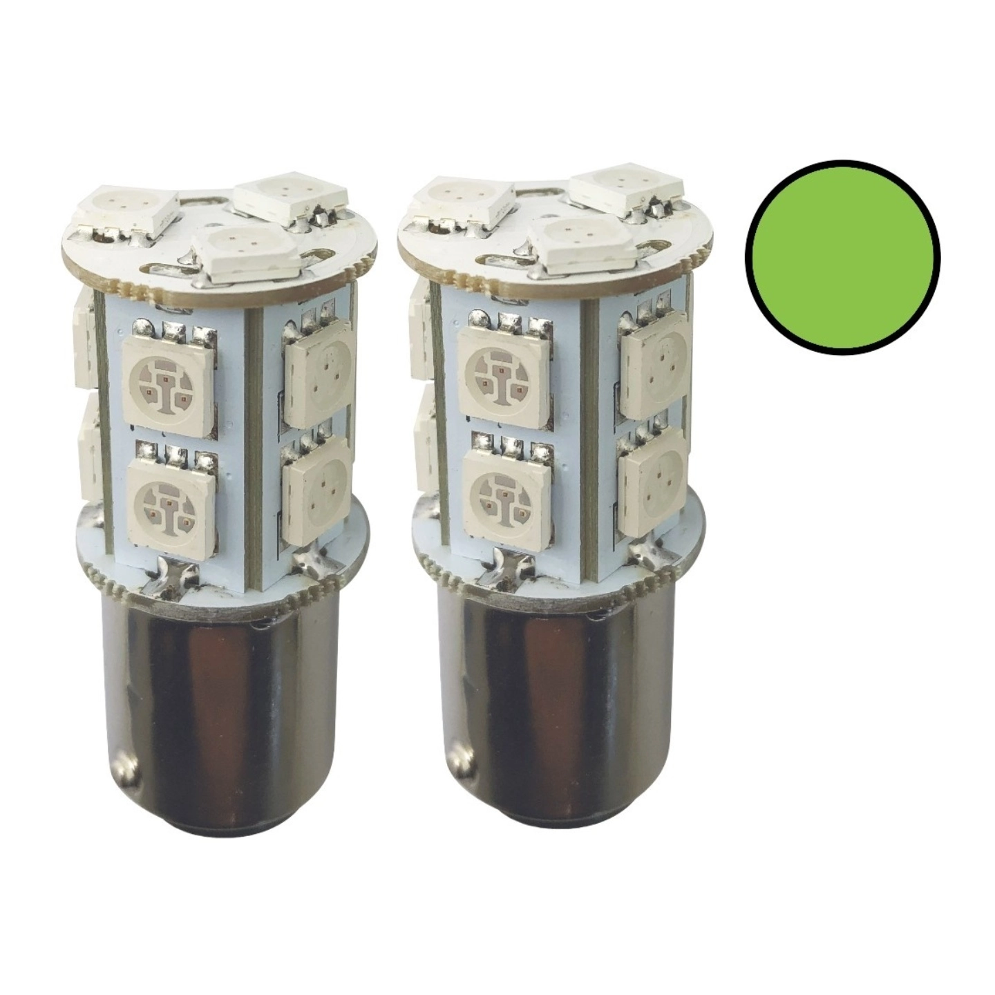 1852M LED Lanternepære 12/24V - 2pk BAY15D - Grønn - 160 lum