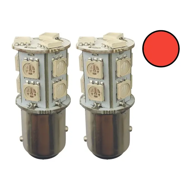 1852M LED Lanternepære 12/24V - 2pk BAY15D - Rød - 160 lum 