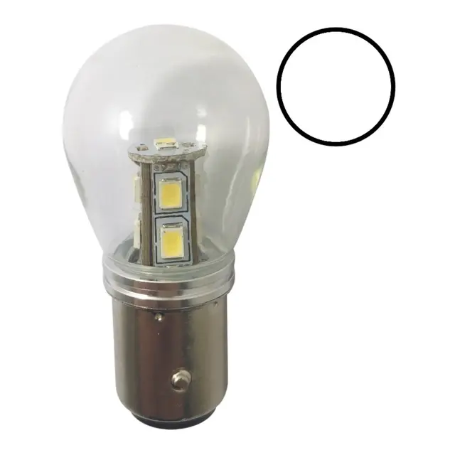 1852M LED Lanternepære m/kuppel, 2-pk BAY15D - Kaldhvit - 12/24V - 140 lum 
