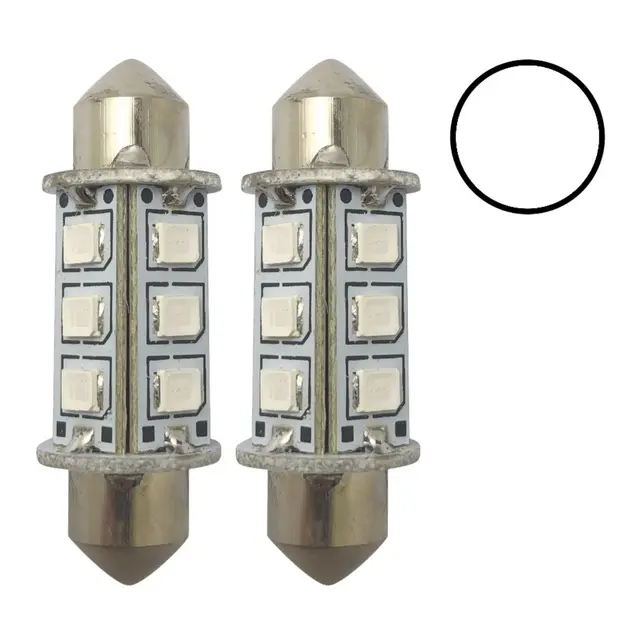 1852M LED Lanternepære 12/24V, 2-pk Festoon 37 - Kaldhvit - 120 lum 