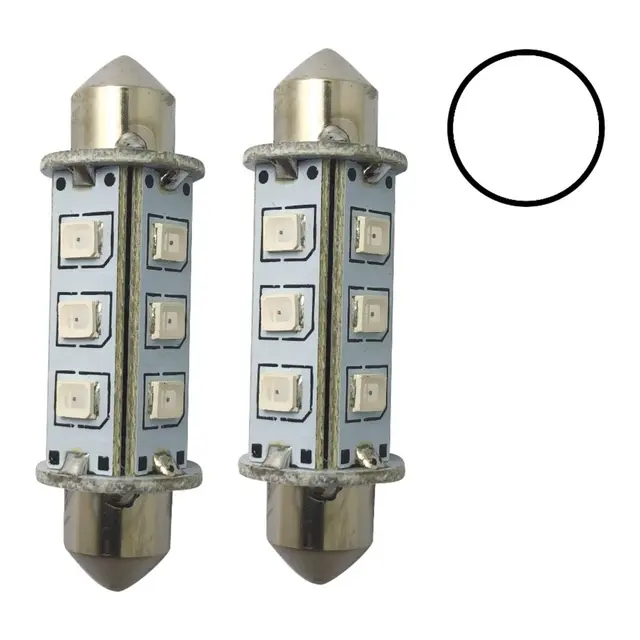 1852M LED Lanternepære 12/24V, 2-pk Festoon 42 - Kaldhvit - 120 lum 