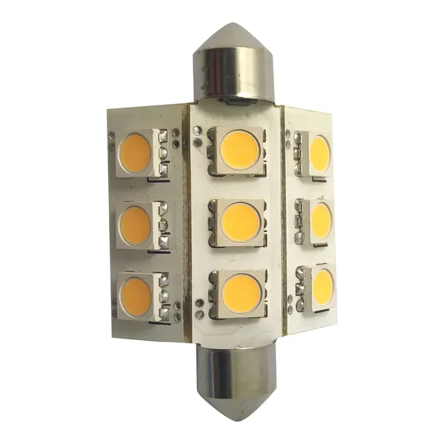 1852M LED pære 12/24V - 2pk Festoon 42 - Varmhvit - 120 lum (180°) 
