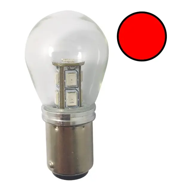 1852M LED Lanternepære m/kuppel, 2-pk BAY15D - Rød - 12/24V - 100 lum 