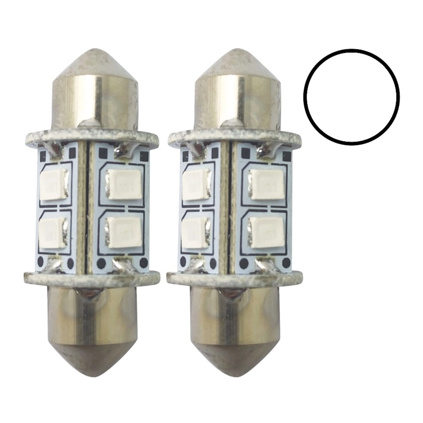 1852M LED Lanternepære 12/24V, 2-pk Festoon 31 - Kaldhvit - 60 lum