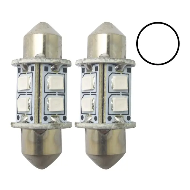 1852M LED Lanternepære 12/24V, 2-pk Festoon 31 - Kaldhvit - 60 lum 