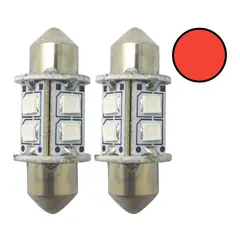 1852M LED Lanternepære 12/24V, 2-pk Festoon 31 - Rød - 60 lum