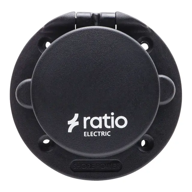 RATIO Landstrøminntak 16 A Sort pylamidplast - IP56 - 230V 