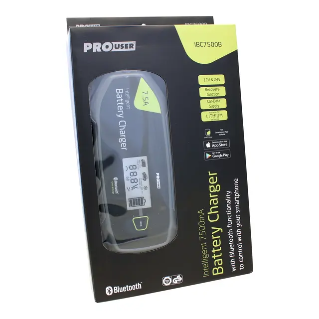 PROUSER Batterilader 12V / 24V - 7,5A Bluetooth 