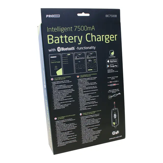 PROUSER Batterilader 12V / 24V - 7,5A Bluetooth 