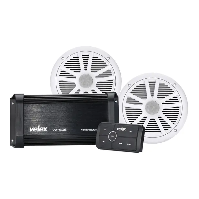 VELEX Marine Bluetooth KIT m/høyttalere 2 stk 6,5" høyttalere - 180W forsterker 
