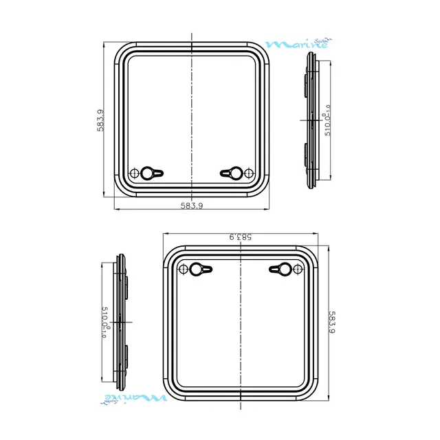 Dekksluke MS alu, 510 x 510 mm 