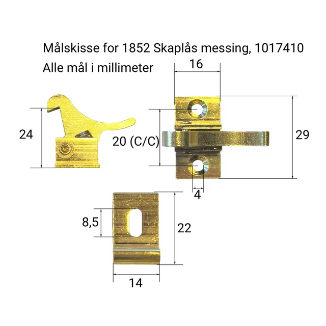1852M Skaplås messing 