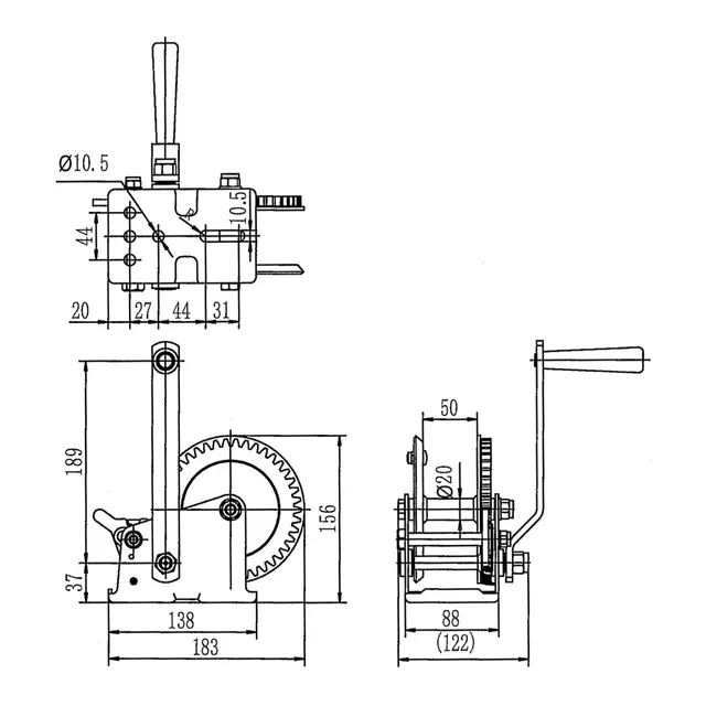 ROCK Tilhengervinsj manuell brems 454 kg 