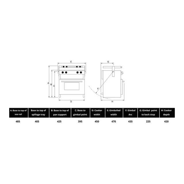 Pacific 4500 Komfyr m/ 2 koketopper 2 bluss - el.tenning 
