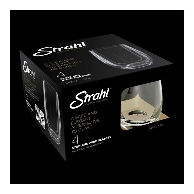 STRAHL Vinglass u/stett, 247ml 4pk Gaveeske 