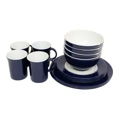 Servise &quot;Navy Blue&quot; - 16 deler Servisesett i melamin