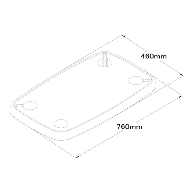 MARINVENT Bordplate ABS, rektangular 760 x 460 mm - m/4 flaskeholdere 