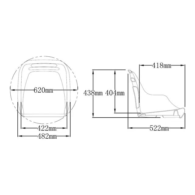 Båtstol AD49 Hard plast - Grå 