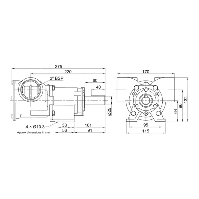 JABSCO Impellerpumpe 270 m/2" BSP-gjengeporter 