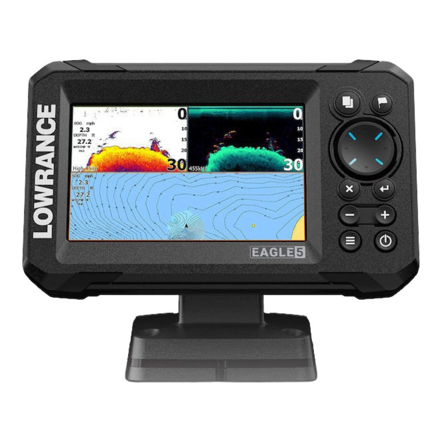 LOWRANCE Eagle 5" - kartplotter/Ekkolodd med 83/200 KHZ HDI hekksvinger