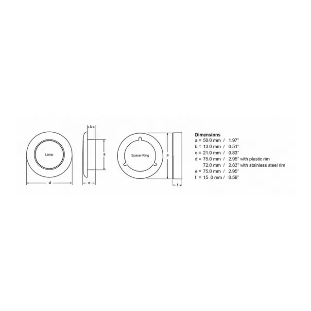 HELLA MARINE Slimline LED 316 12V rødt lys 