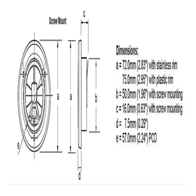 HELLA MARINE EuroLED 75 Downlight Varmhvit - 12V - Hvit ring 