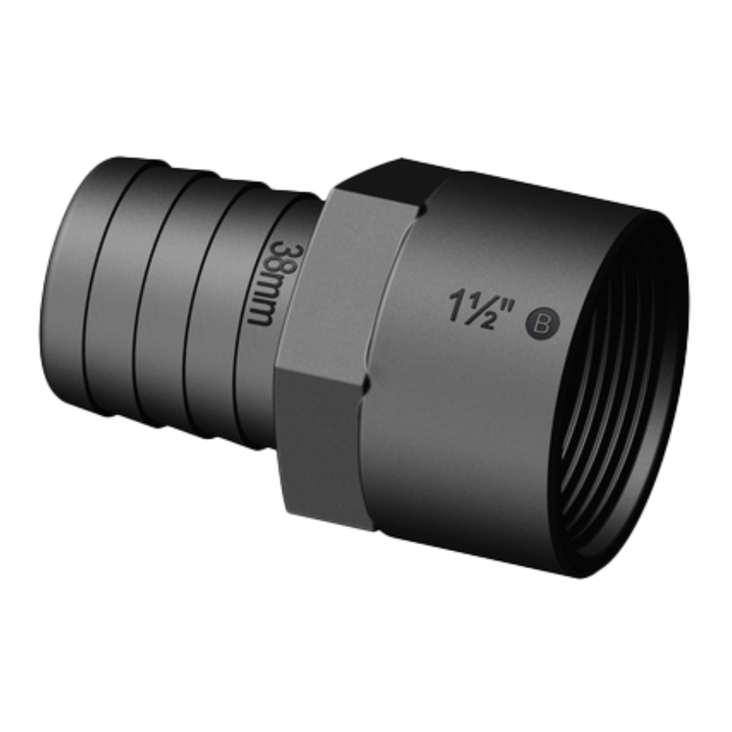 TRUDESIGN Slangekobling rett BSP 90967 - 1 1/2" - 38mm - sort