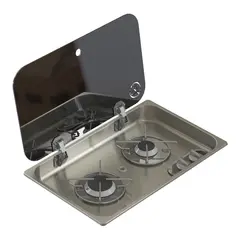 Navyload Hob 2 gasskoketopp&#160;530 x 326 mm Rustfritt st&#229;l - nedfelling - m/lokk