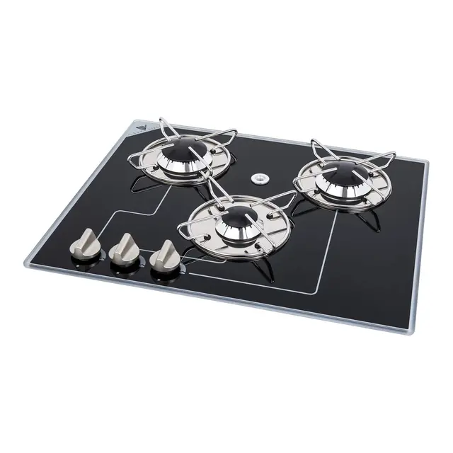 Navyload Glass Hob 3 gasskoketopp 410 x 504 mm - nedfelling - 3 brennere 
