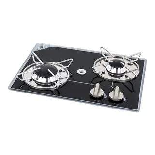 Navyload Glass Hob 2 gasskoketopp 380 x 280 mm - nedfelling - 2 brennere