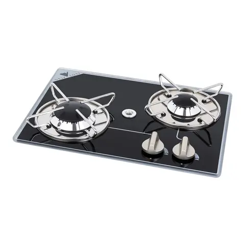 Navyload Glass Hob 2 gasskoketopp 380 x 280 mm - nedfelling - 2 brennere