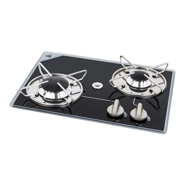 Navyload Glass Hob 2 gasskoketopp 380 x 280 mm - nedfelling - 2 brennere 