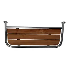 1852M Badeplattform 45x36cm syrefast st&#229;l og teak med underst&#248;tte