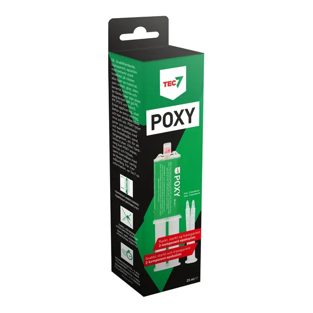 TEC 7 Poxy lim 25 ml Tokomponent i sobbel sprøyte 