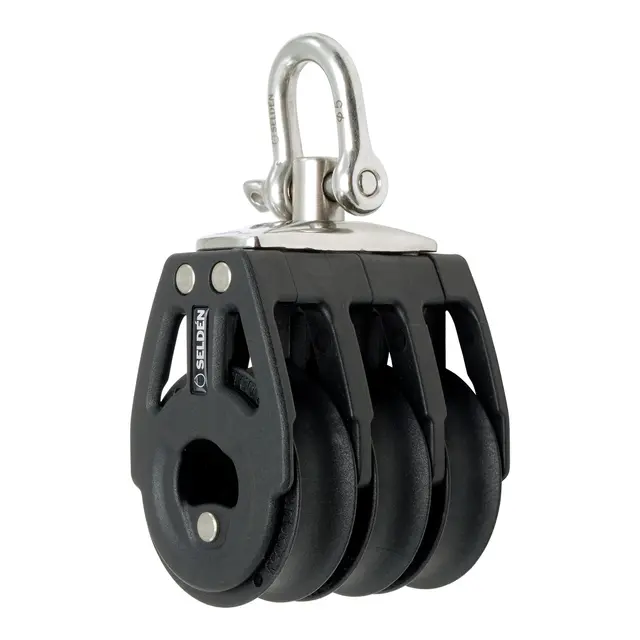 SELDÈN Blokk BBB40 trippel, svivel m/kulelager, Ø40mm trinser 