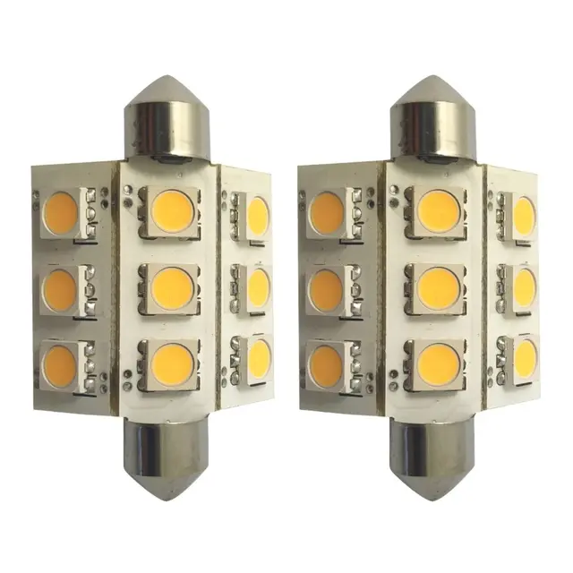1852M LED pære 12/24V - 2pk Festoon 42 - Varmhvit - 120 lum (180°) 