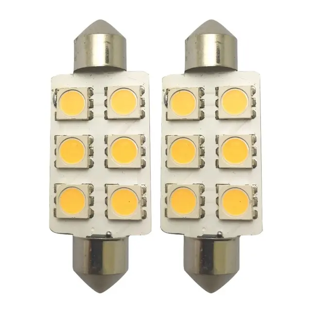 1852M LED pære 12/24V - 2pk Festoon 42 - Varmhvit - 80 lum (120°) 
