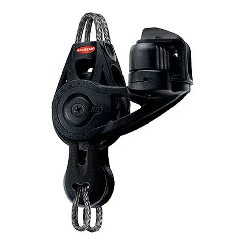RONSTAN Fiolblokk Orbit 55 enk. hv cleat Ø55mm trinse - 10mm tau - kulelager(BB) 
